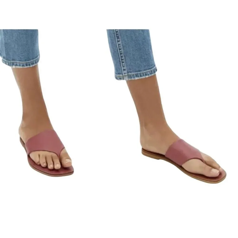 Everlane The Leather Thong Women Sandals Burnt Sienna Flip Flops Size 7